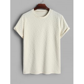 Men's Plain Color Bubble Jacquard Textured Short Sleeves T-shirt