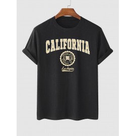 Letter CALIFORNIA Badge Graphic Printed Short Sleeve T-shirt