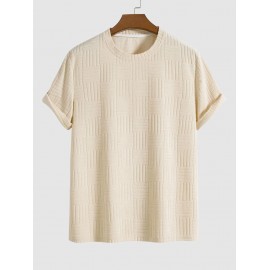 Jacquard Towel Cloth Textured Short Sleeves T-shirt