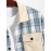 Men's Casual Plaid Pattern Flap Pocket Button Front Contract Color Collar Woolen Shacket