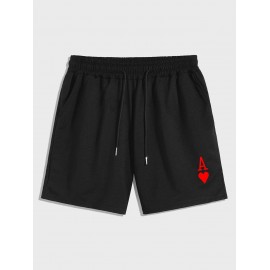 Playing Card Heart A Print Heart Streetwear Drawstring Shorts