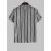Knitted Openwork Design Striped Short Sleeves Shirt