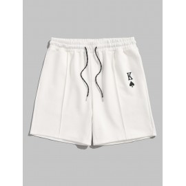 ZAFUL King Of Spades Playing Card Embroidered Sports ShortsWhite